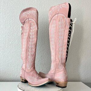 Lane LEXINGTON Over the Knee Womens Cowboy Boots 8.5 Pink Western Cowgirl Tall